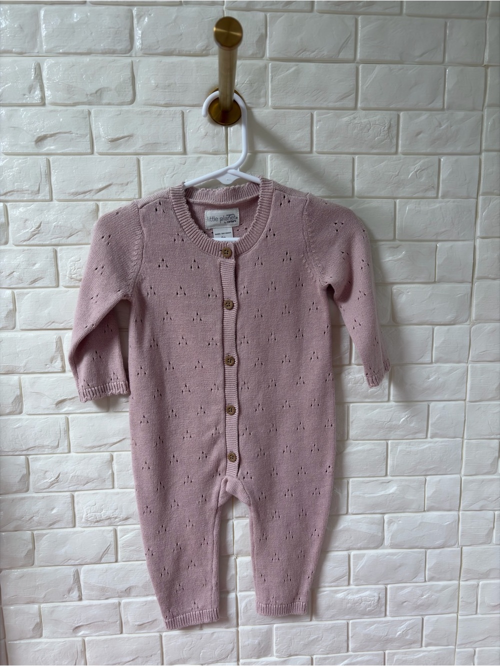 Carter's Dusty Pink Knit Button-Front Baby One-Piece